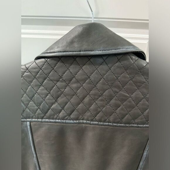 Marc New York Women Jacket Genuine Leather Quilted Small Black Moto Bikercore - Picture 14 of 16